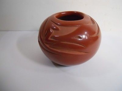RARE Flora Naranjo, Santa Clara Pueblo Pottery Bowl Redware Avanyu 