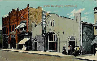 Rockford Illinois IL 1913 Armory & Majestic Theater Vintage Postcard