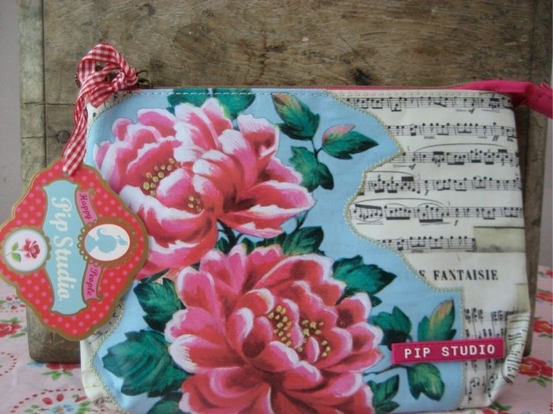 pip studio pencilcase make up bag flower blue etui pink