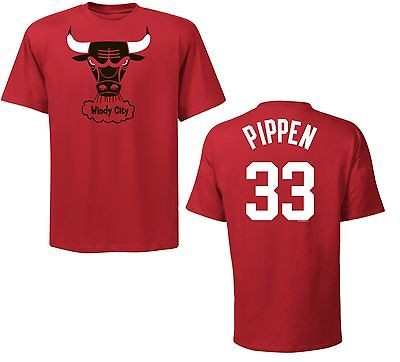Chicago Bulls Scottie Pippen Red Name and Number NBA Jersey T Shirt