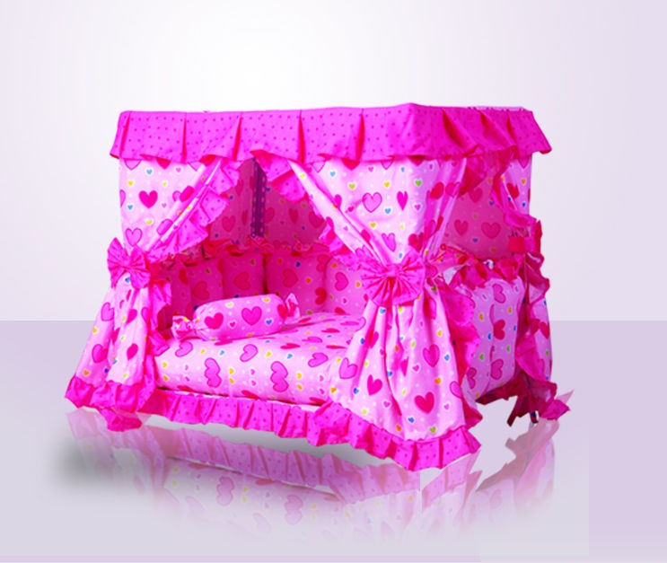 Luxury Pink Princess Dogs Cat Pet Bed House Handmade Gorgeous 3 