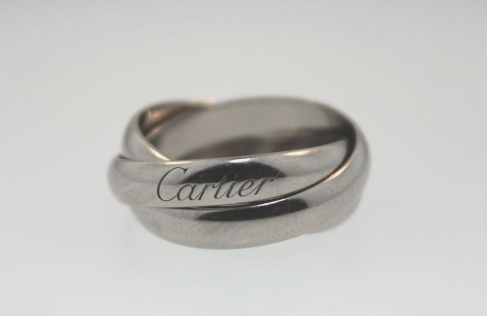 cartier 18k white gold trinity ring size 48 time left