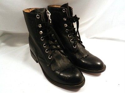 unisex riding black boots tall size 1 1 2 lace