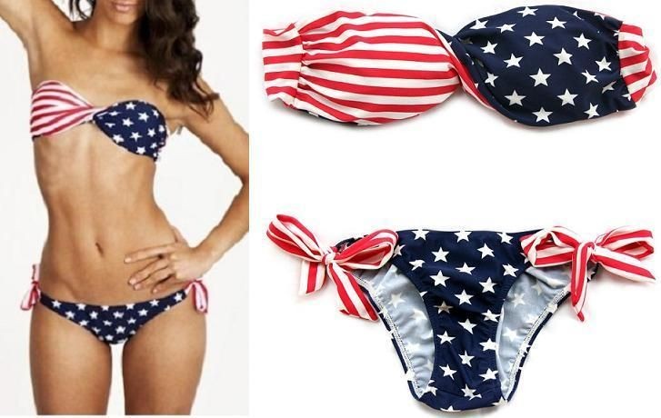 Black and white american flag bikini