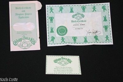 cabbage patch birth certificate in Vintage (Pre 1990)