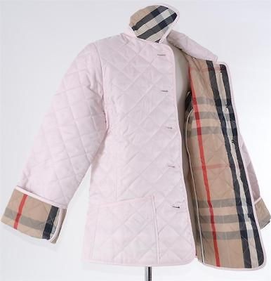 NWT BURBERRY CHILDRENS GIRLS PINK QUILTED NOVA CHECK COAT JACKET~5 Y 
