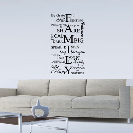 FAMILY WORD COLLAGE WALL QUOTE DECAL VINYL WORDS LETTERING HOME