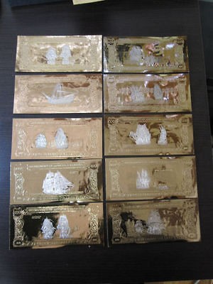 Newly listed LOT OF 10 ANTIGUA & BARBUDA $100 23 KT GOLD BANK NOTES 