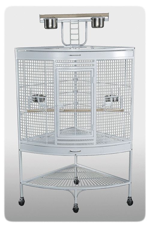 White Corner Parrot Cage with Stand   (cat.3156W)