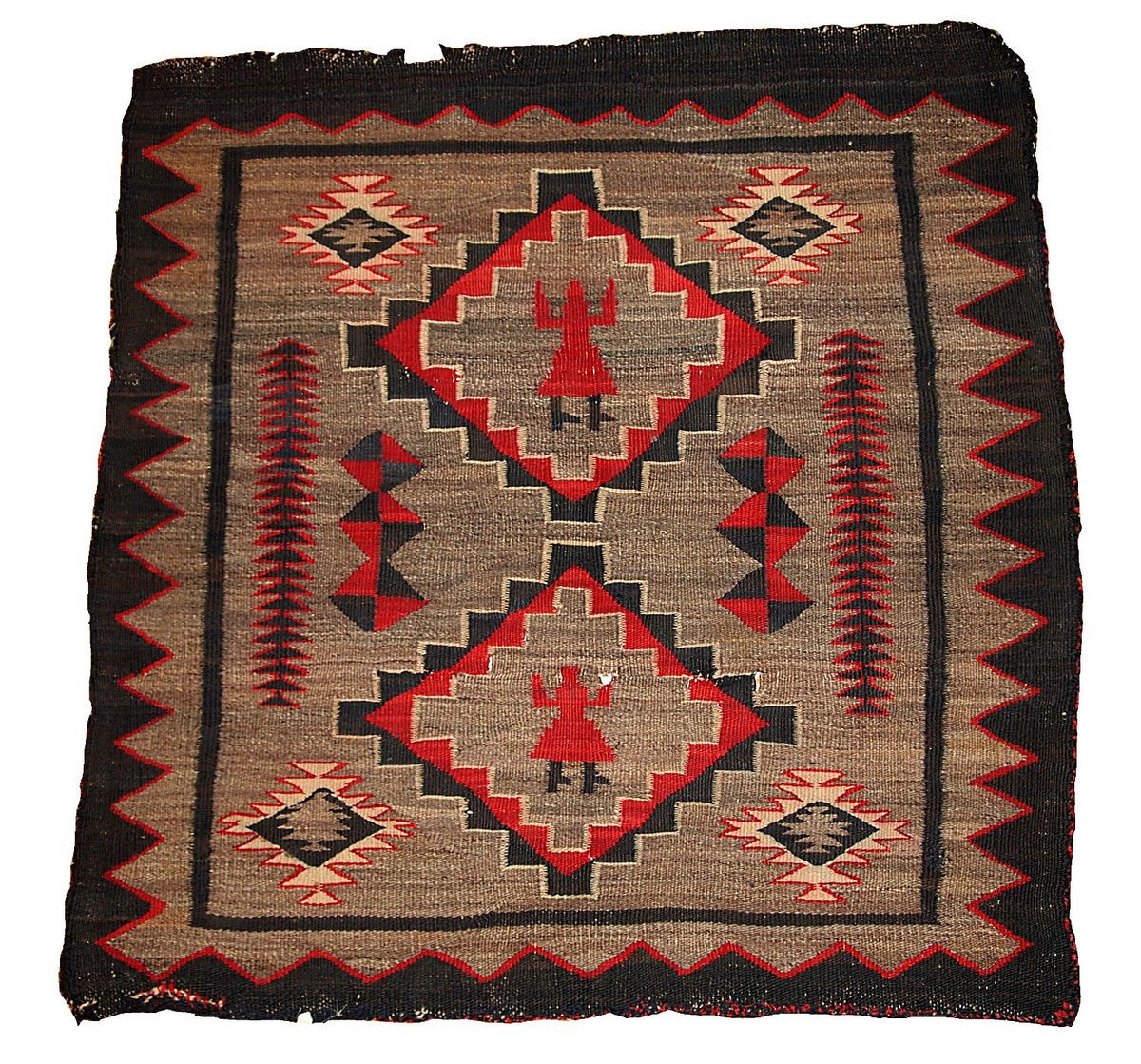 Hand Made Square American Indian Navajo Rug Blanket 3 10 x 3 10 1870 