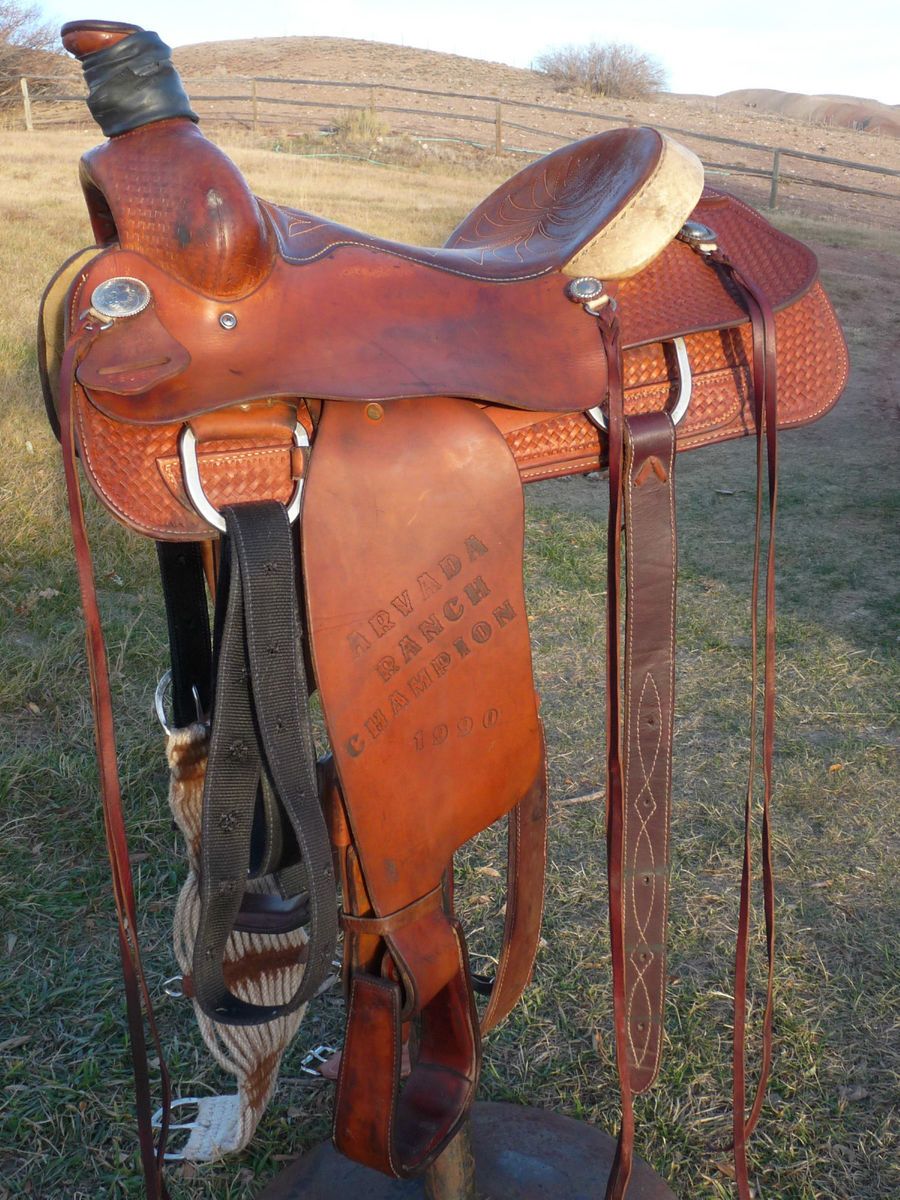 Leather Courts Brand Western Saddle 15 5 Seat Horse Tack Team Roping 