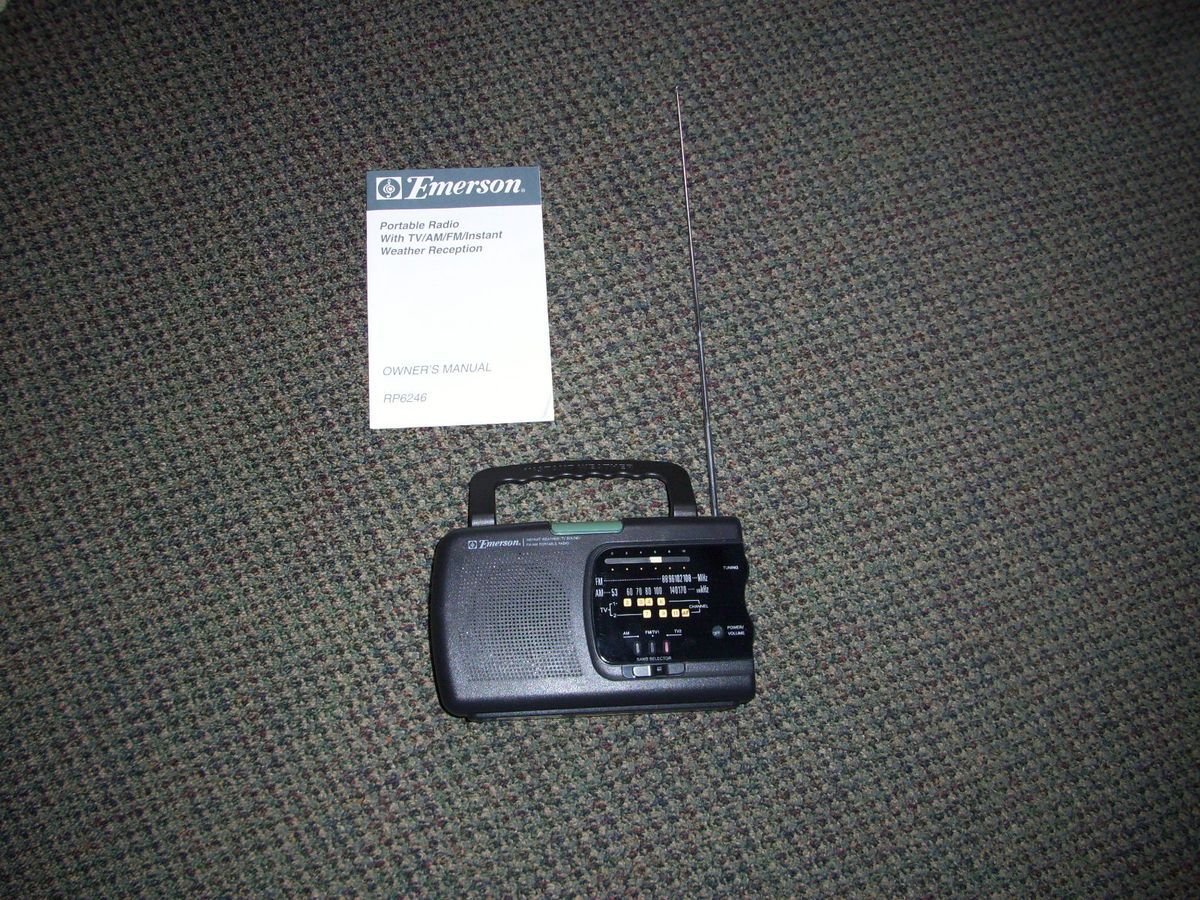 Portable Am FM Radio by Emerson Instant Weather TV Sound Works Great 