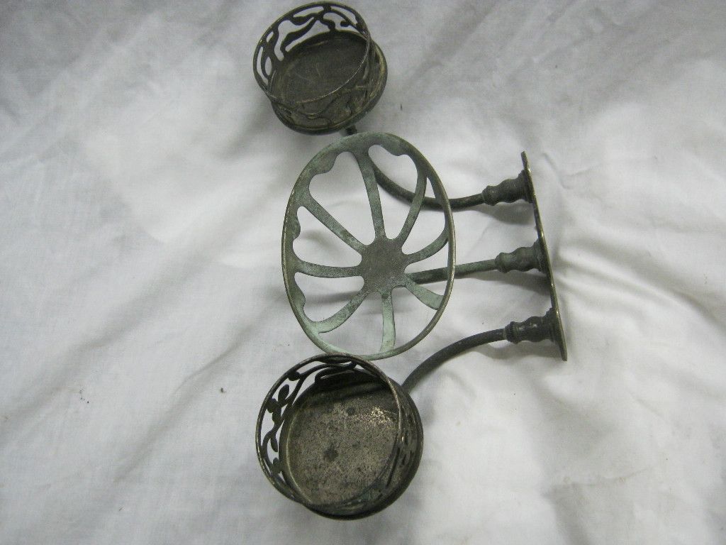 Antique Brass Soap Dish Double Cup Holder Vintage Plumbing