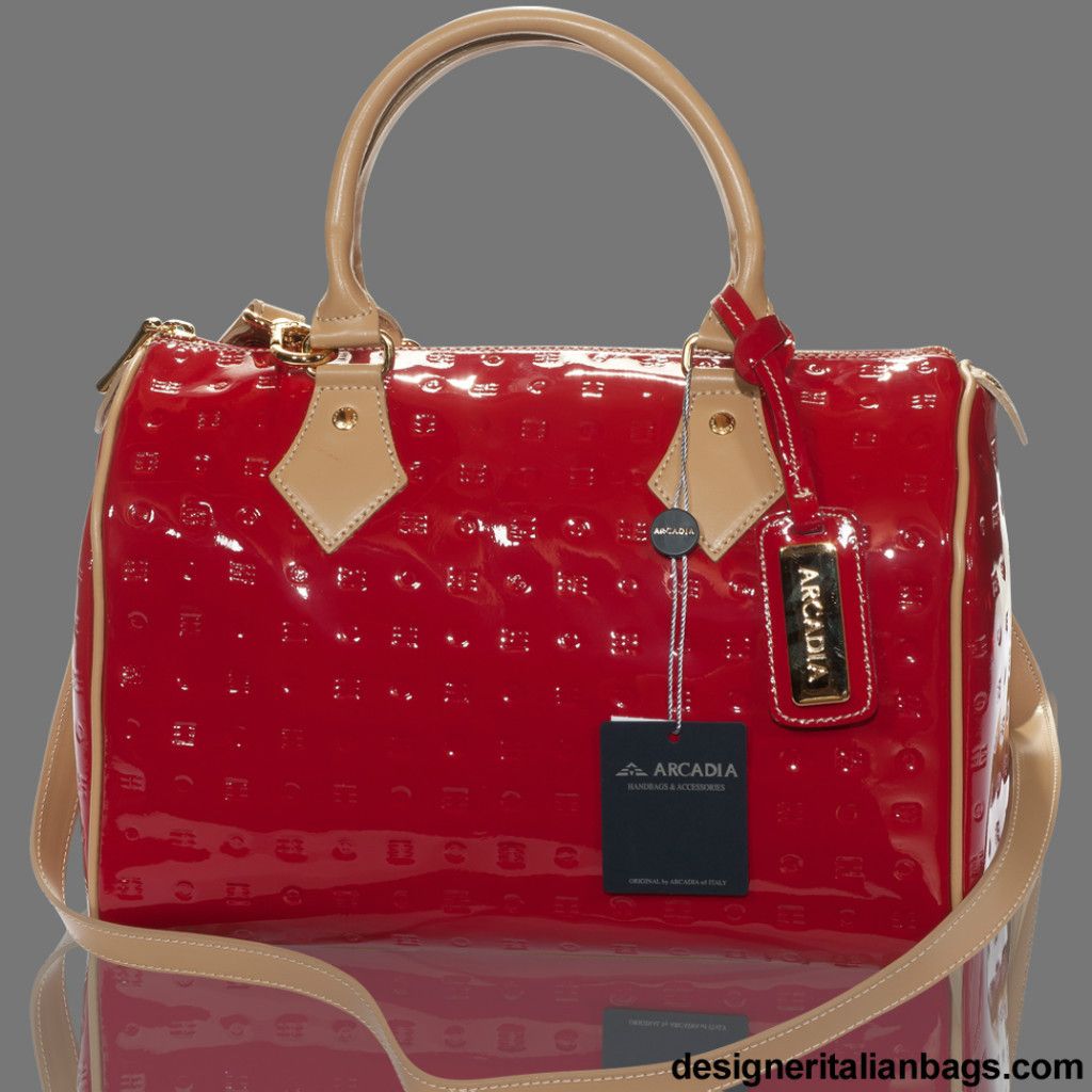 Arcadia Italian Designer Red Monogram Vernis Leather Speedy Purse Bag 