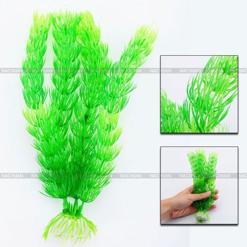 New 7 Green Grass Plastic Artificial Fish Tank Ornament Plant 