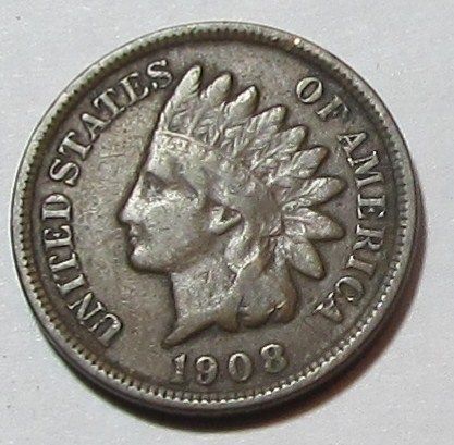 1908 INDIAN HEAD CENT MOST OF LIBERTY NICE COIN A