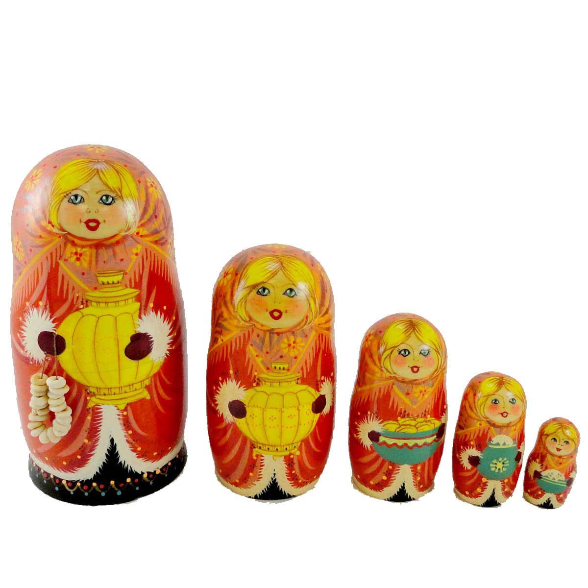 Christmas Girl with Bagels D5457 Matryoshka Russian Doll New