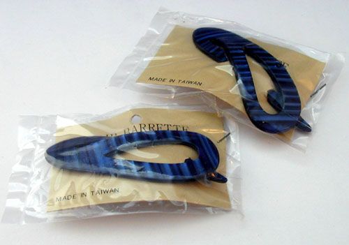 Vintage Hair Barrette Accessories Plastic Slides Blue