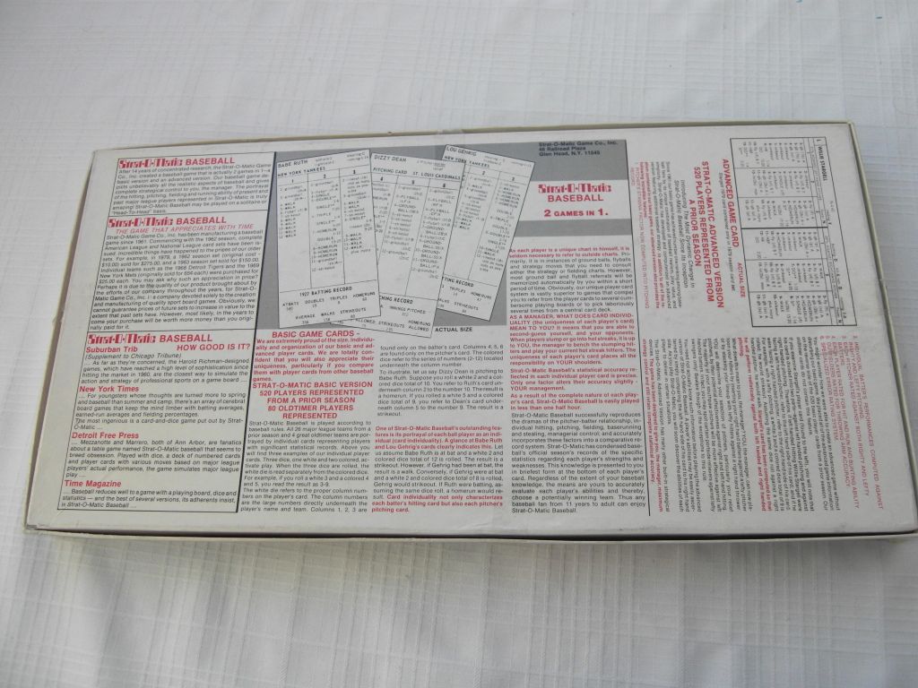 Strat O Matic Baseball 1982 Board Game Edition 1981 Season Cards MLB 