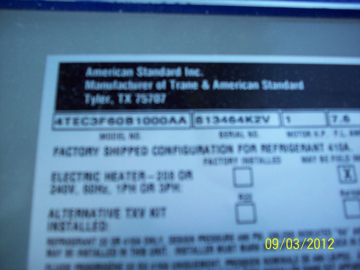 American Standard 5 Ton R410A Air Handler