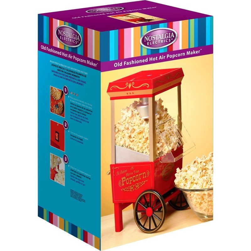 Mini Popcorn Popper Machine, Tabletop Vintage Hot Air Pop Corn Maker 