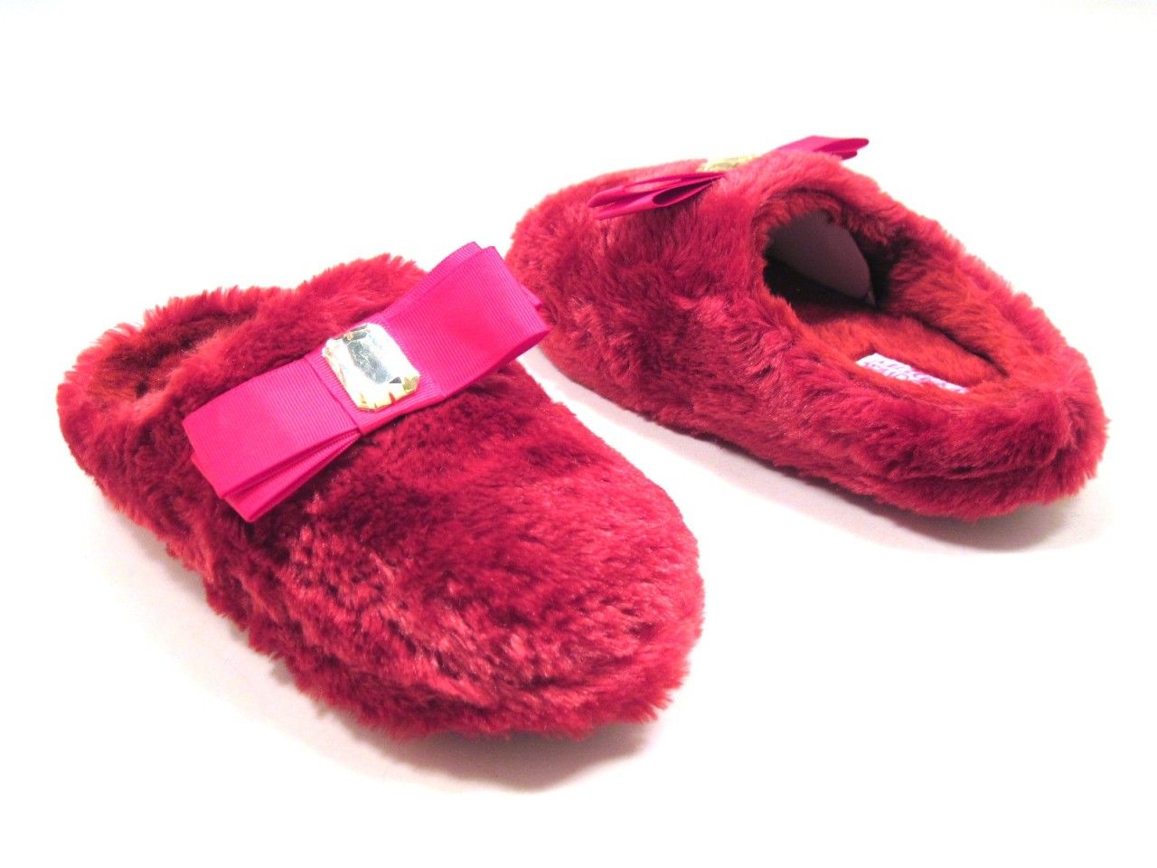 New Personal Identity Womens 6 10 Jammies Fur Scuff Slippers Red 