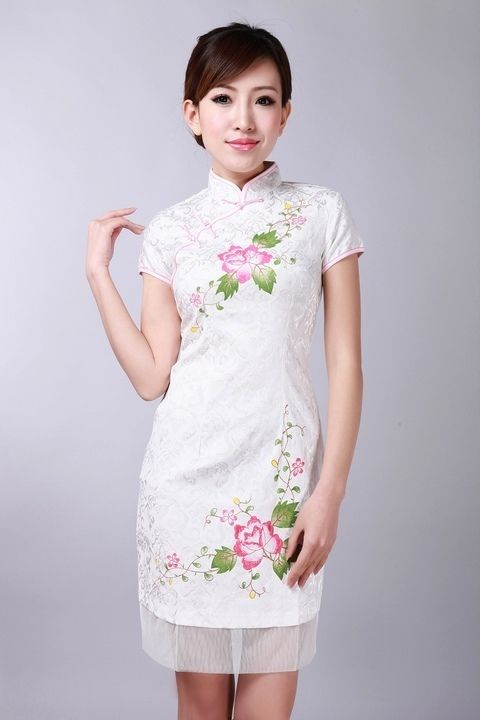 Charming Traditional Chinese Womens Cheong Sam Dress Size s XXL White 