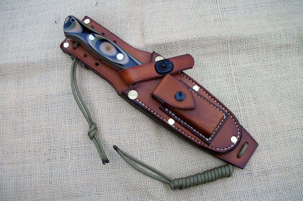 Peloza Leather Sheath for Bark River Bravo 1 Survival Knife.