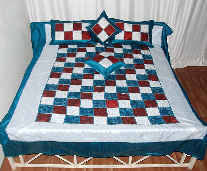   Patchwork Embroidery  Bedsheet Vintage Handmade Bedspread