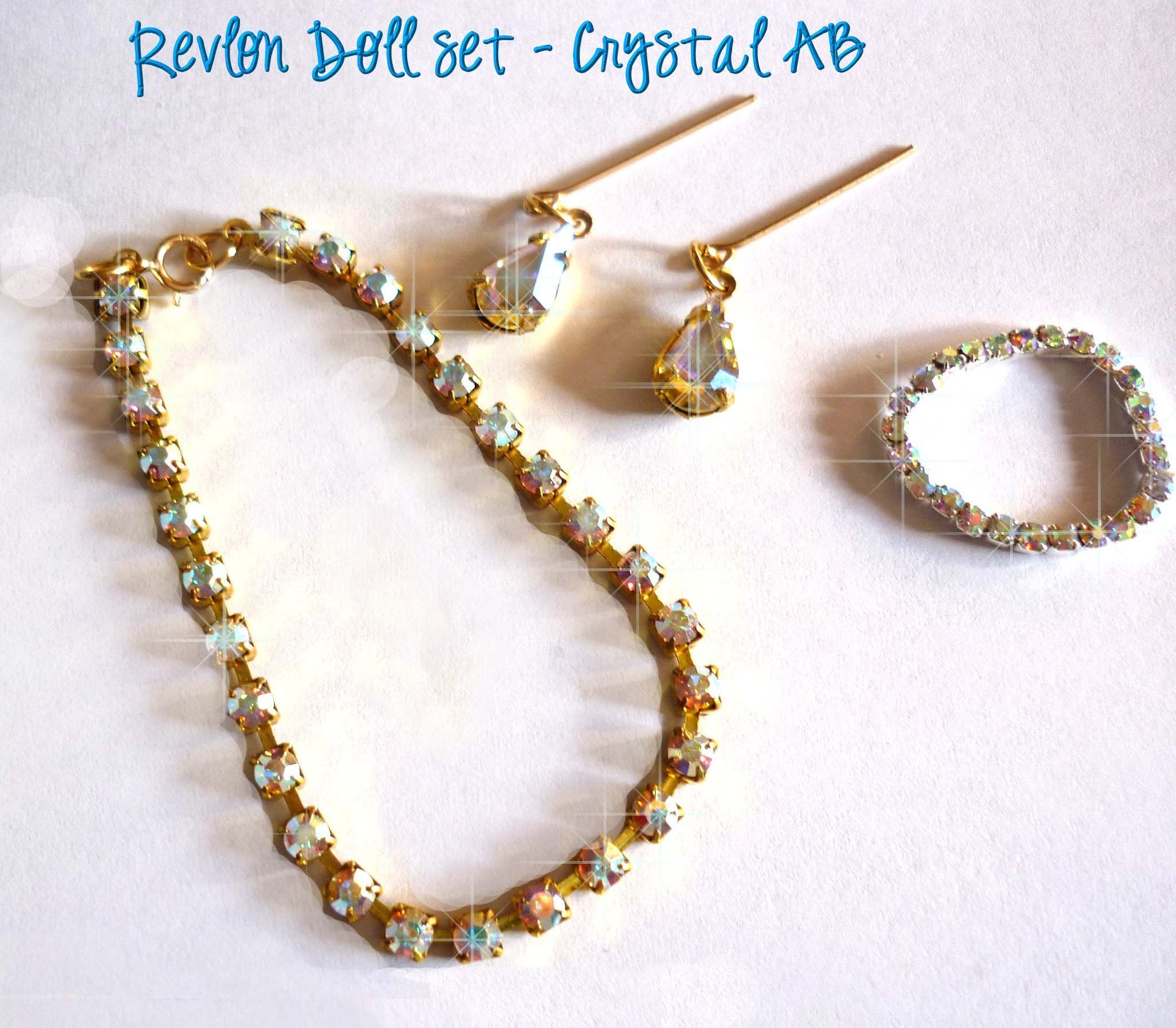 Crystal AB Rhinestone Jewelry Set 3 Pieces for Revlon Toni Uneeda 