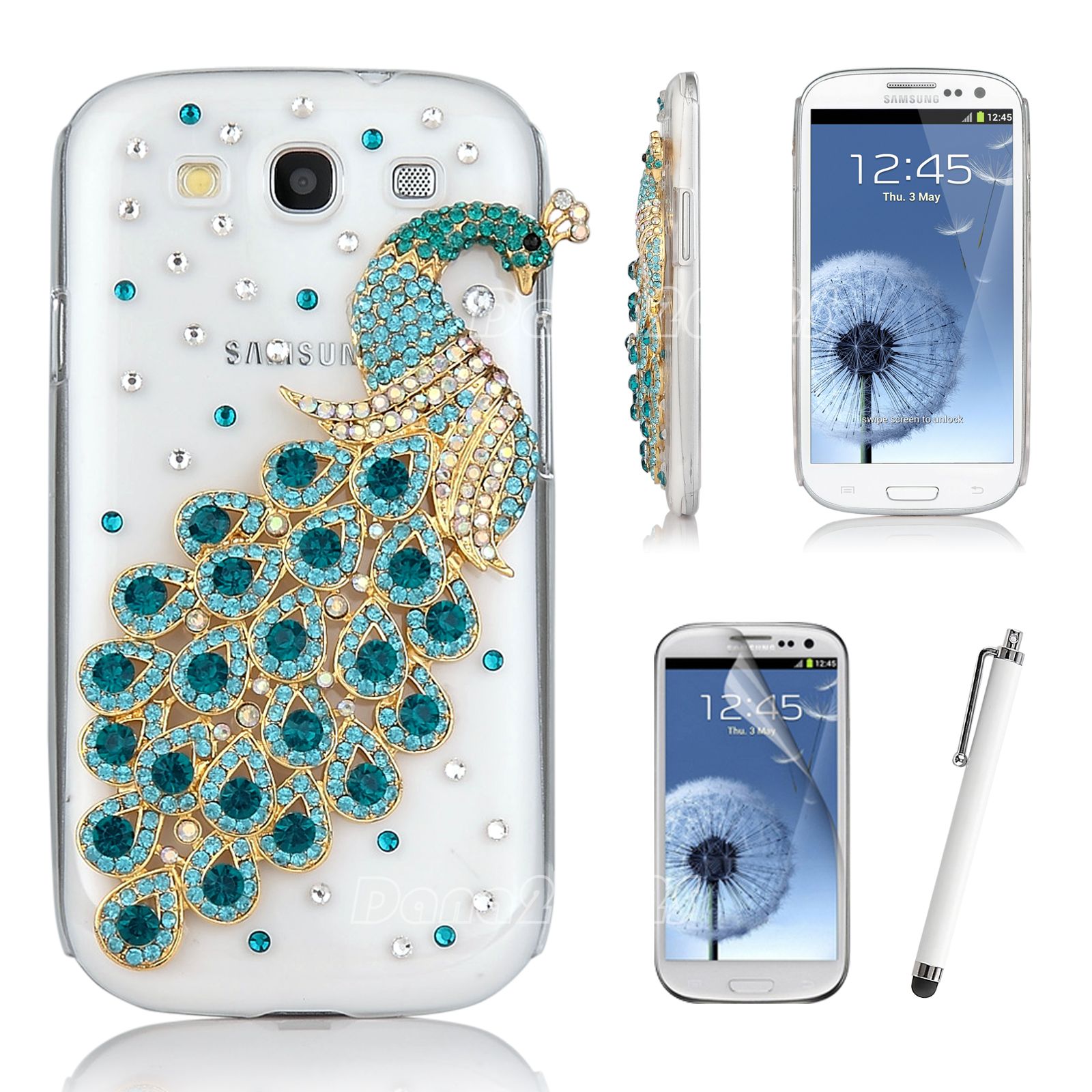 Bling 3D Peacock Rhinestone Case Cover for Samsung Galaxy S3 III i9300 