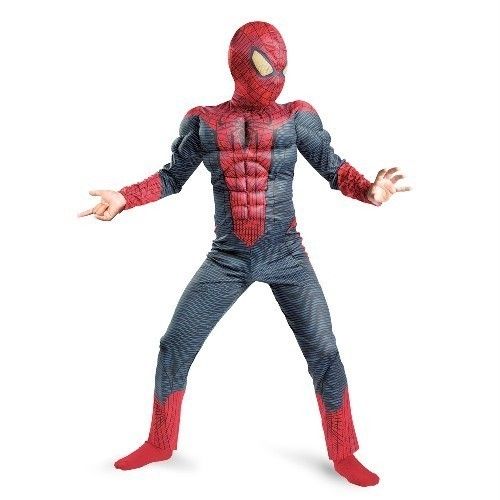 NEW Boys SPIDERMAN w MUSCLES costume dress up Size 7 8 mask Spider man 