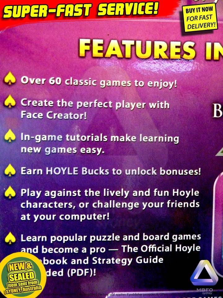 Hoyles 60 Puzzle & Board games, for Windows PC, NEW laptop computer 
