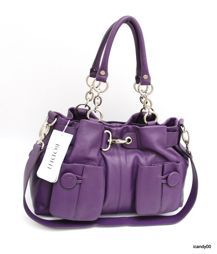 Bodhi PEBBLED Convertible Tote Bag Handbag Purple
