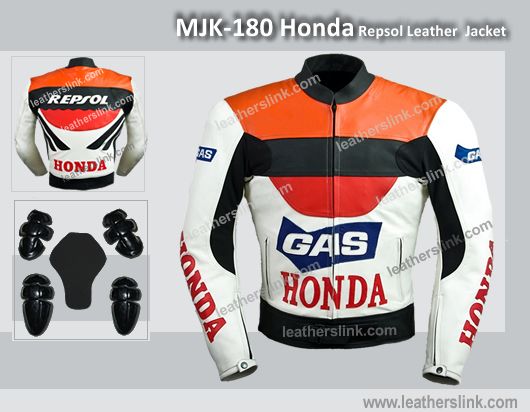 Honda Repsol Motorcycle motorbike Biker Racing Leather Jacket MJK 180 