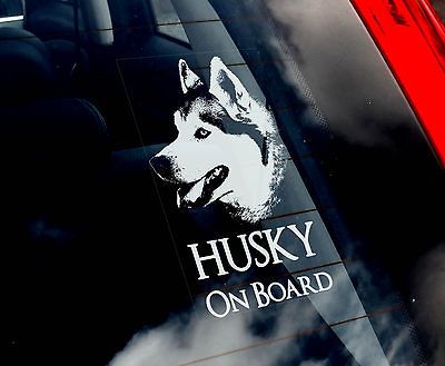 husky dog car sticker siberian sign n collar harn ess