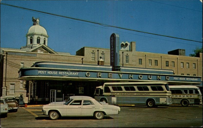 Jackson TN Greyhound Bus Station Post House Restaurant Buses Old Car 