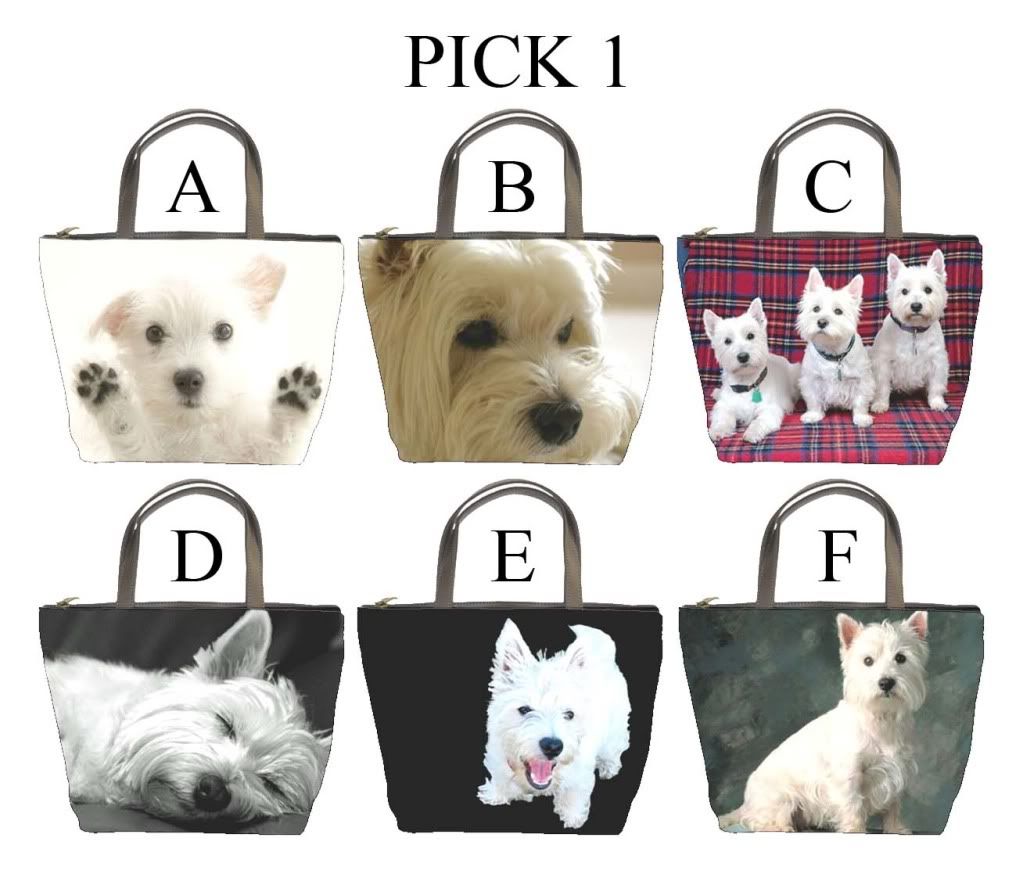   Highland Terrier Westie Dog Puppy A F Bucket Bag Handbag Purse #PICK 1