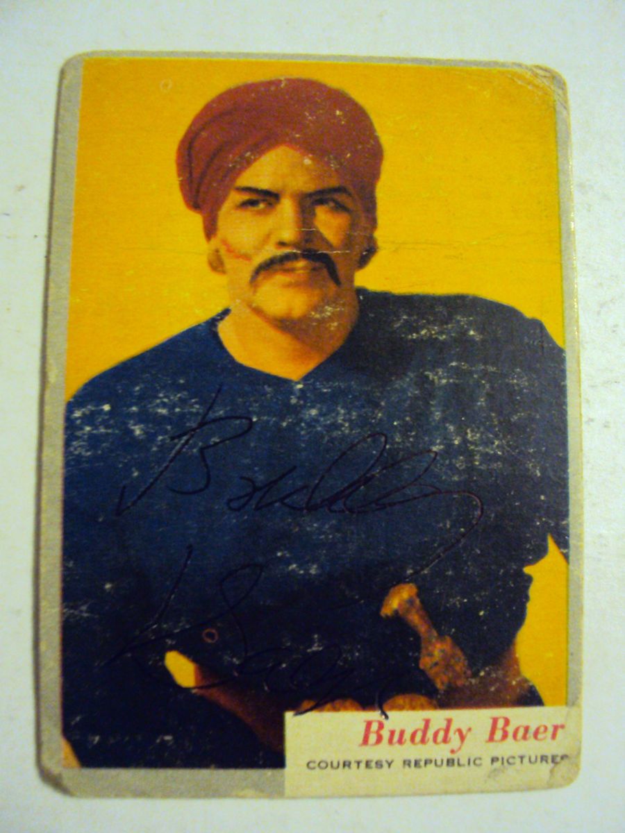 BUDDY BAER AUTOGRAPHED 1954 TOPPS MOVIE STAR TRADING CARD HOLLYWOOD 