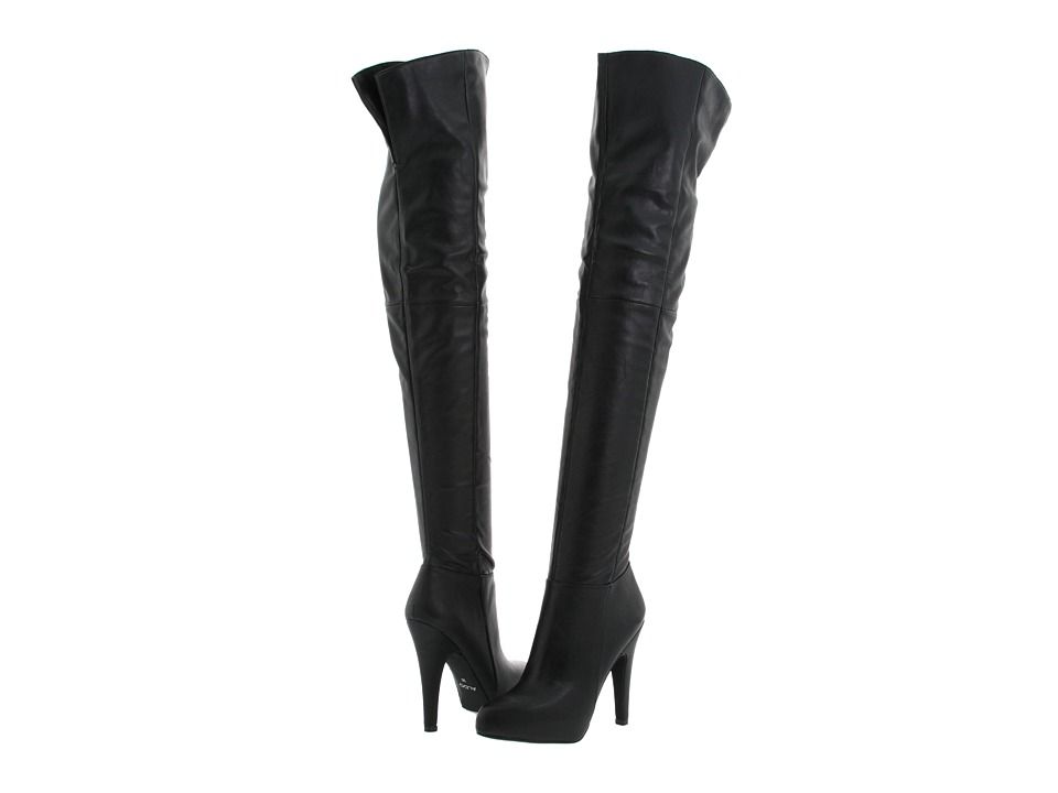 New Aldo Over The Knee Platform Smooth Leather Black Boots ♥ Size 9 