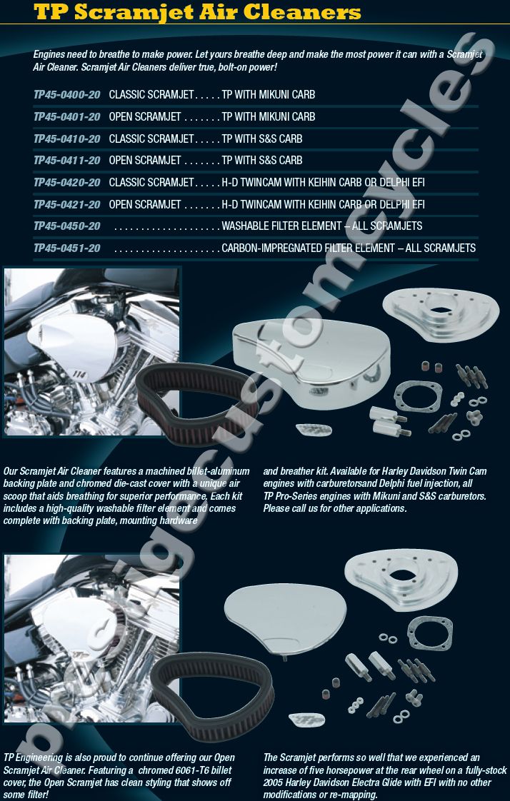 TP Engineering Open Scramjet Air Cleaner Kit for Harley