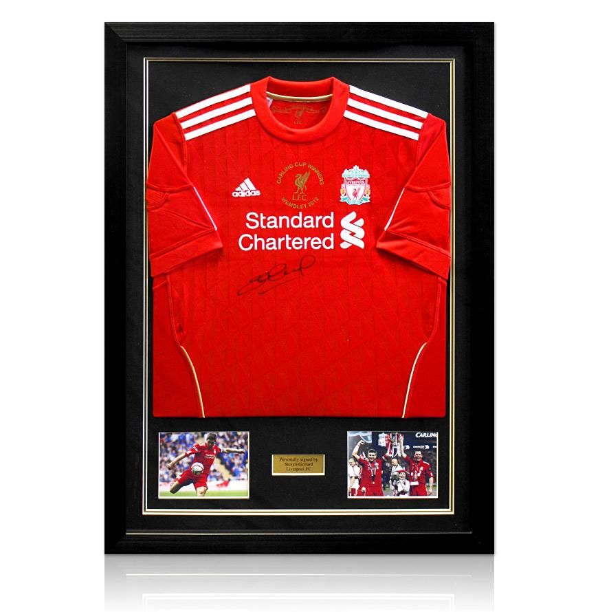   Steven Gerrard Signed Autograph Liverpool Carling Cup Shirt 2012