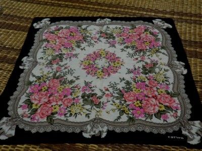 Carven Silk Scarf Floral Design Wrap Foulard Soie Japan