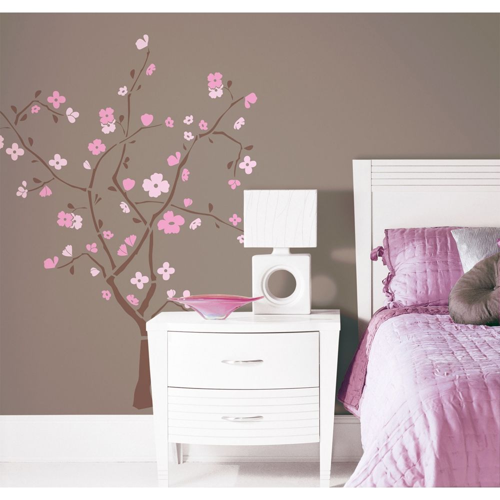 Cherry Blossom Giant Tree Pink Brown Giant Wall Decal Stickers 