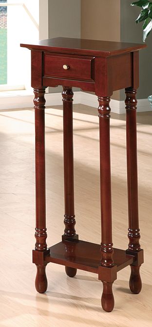 Cherry Transitional 36in One Drawer Plant Stand Side Tables (2)