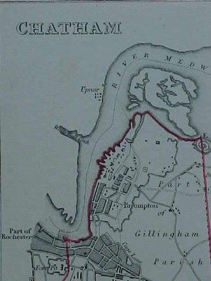 1835 Map Canterbury Chatham Rochester Dover England UK