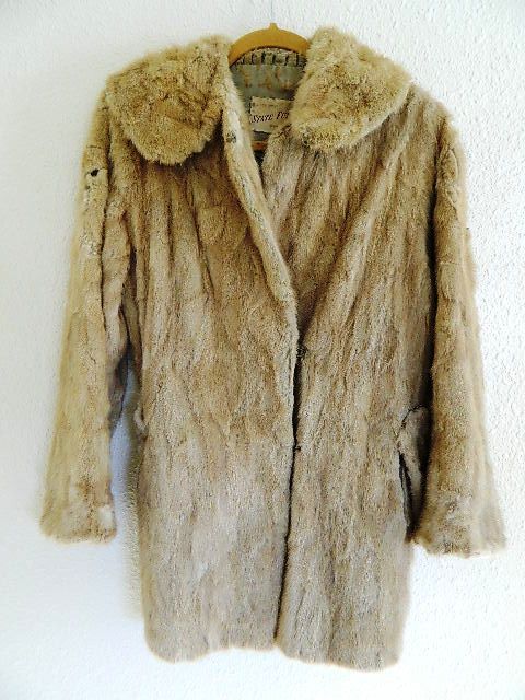 Vintage Authentic Blonde Beige Mink Fur Pieces Stroller Jacket Coat