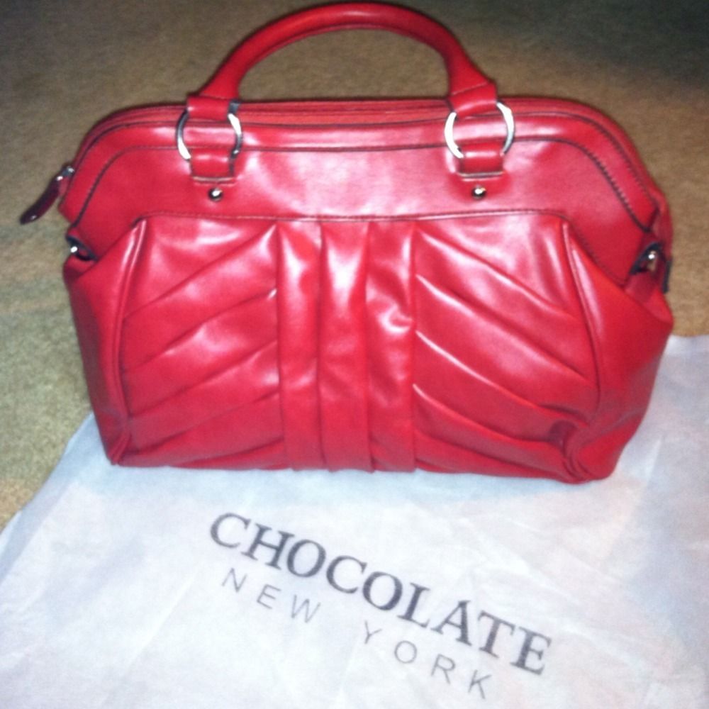 Chocolate New York Tote Handbag Purse Red Adorable