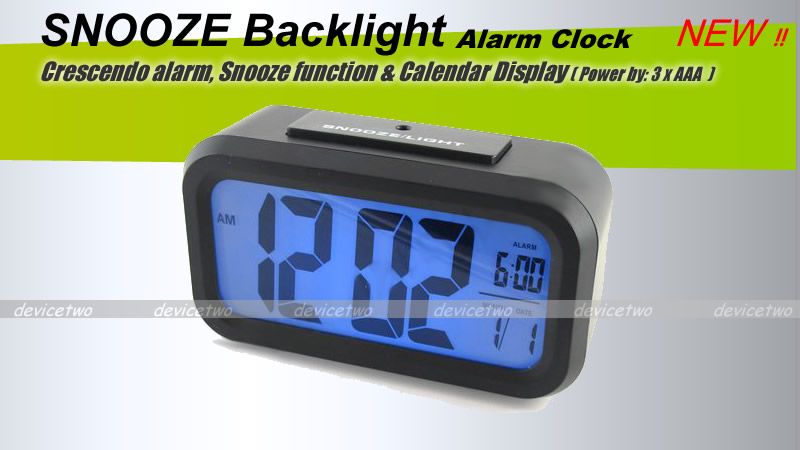 Digital LCD Display Backlight Snooze Alarm Clock HM048A