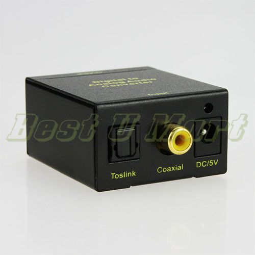  Coax Coaxial Toslink to Analog RCA L R Audio Converter Adapter